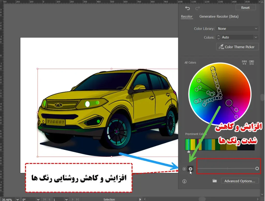 افزایش و کاهش شدن رنگ ها و روشنایی رنگ ها